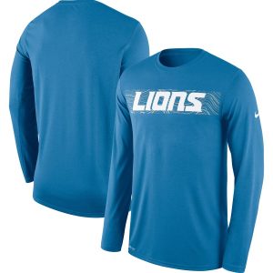 Sleek Unique Detroit Lions Sideline Seismic Legend Long Sleeve T-Shirt Blue