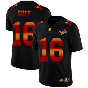 Smart Attractive Detroit Lions #16 Jared Goff Men's Black Red Orange Stripe Vapor Limited NFL Jersey
