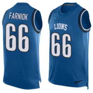 Smart Dashing Luxurious Lions #66 Matt Farniok Blue Team Color Men's Stitched NFL Limited Tank Top Jersey