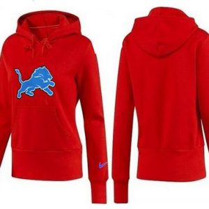 Smart Fantastic Alluring Trendy Women's Detroit Lions Logo Pullover Hoodie Red