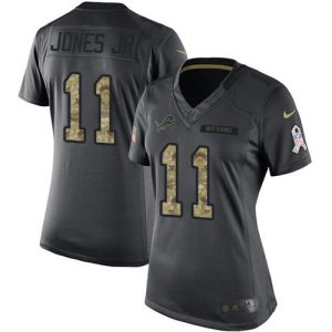 Smart Fantastic Gorgeous Marvelous Lions #11 Marvin Jones Jr Black Women's Stitched NFL Limited 2016 Salute to Service Jersey