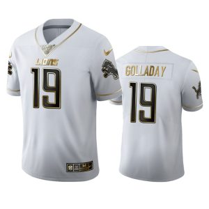 Smart Handsome Cool Detroit Lions #19 Kenny Golladay Men's White Golden Edition Vapor Limited NFL 100 Jersey