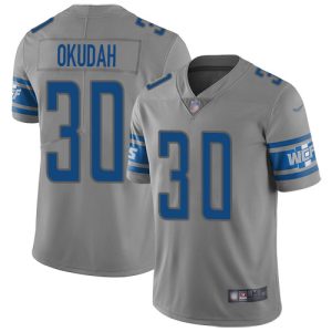 Smart High Quality Lions #30 Jeff Okudah Gray Youth Stitched NFL Limited Inverted Legend Jersey
