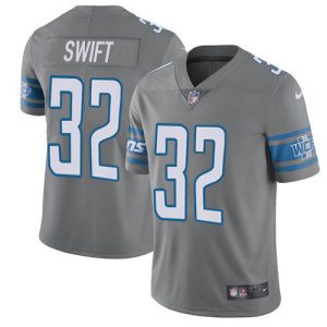 Smart High Quality Luxurious Lions #32 D'Andre Swift Gray Men's Stitched NFL Limited Rush Jersey