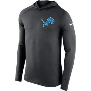 Smart Luxurious Fantastic Comfortable Men's Detroit Lions Charcoal Stadium Touch Hooded Performance Long Sleeve T-Shirt