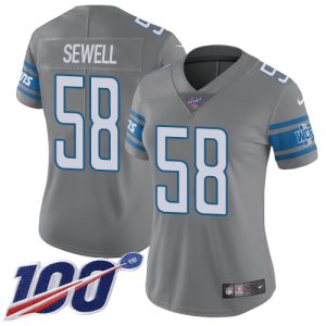 Smart Sleek Gorgeous Lions #58 Penei Sewell Gray Women's Stitched NFL Limited Rush 100th Season Jersey