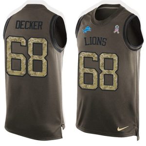 Stunning Authentic Lions #68 Taylor Decker Green Men's Stitched NFL Limited Salute To Service Tank Top Jersey