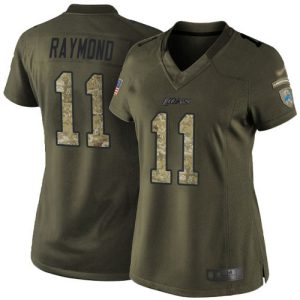 Stunning Classic Comfortable Alluring Lions #11 Kalif Raymond Green Women's Stitched NFL Limited 2015 Salute to Service Jersey