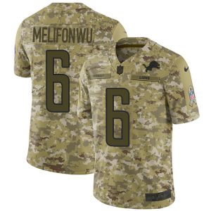 Stunning Exclusive Cool Lions #6 Ifeatu Melifonwu Camo Youth Stitched NFL Limited 2018 Salute To Service Jersey