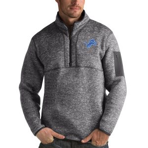 Stunning Exclusive Detroit Lions Antigua Fortune Quarter-Zip Pullover Jacket Charcoal
