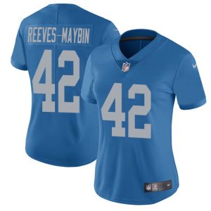 Stunning Fabulous Alluring Lions #42 Jalen Reeves-Maybin Blue Throwback Women's Stitched NFL Vapor Untouchable Limited Jersey