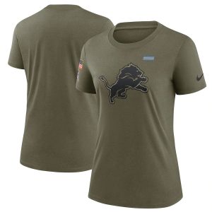 Stunning Graceful Stylish Modern Detroit Lions Women's 2021 Salute To Service T-Shirt - Olive