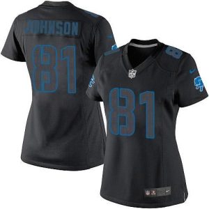 Stunning High Quality Lions #81 Calvin Johnson Black Impact Women's Stitched NFL Limited Jersey