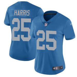 Stunning Impressive Lions #25 Will Harris Blue Throwback Women's Stitched NFL Vapor Untouchable Limited Jersey