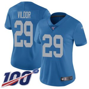 Stunning Impressive Stylish Lions #29 Kindle Vildor Blue Throwback Women's Stitched NFL 100th Season Vapor Untouchable Limited Jersey