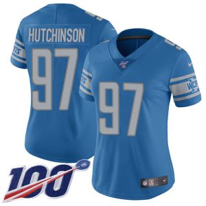 Stunning Stylish Lions #97 Aidan Hutchinson Blue Team Color Women's Stitched NFL 100th Season Vapor Untouchable Limited Jersey