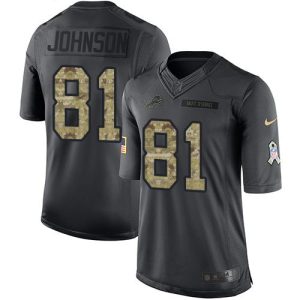 Stunning Trendy Superb Lions #81 Calvin Johnson Black Men's Stitched NFL Limited 2016 Salute To Service Jersey