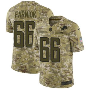 Stylish Authentic Lions #66 Matt Farniok Camo Men's Stitched NFL Limited 2018 Salute To Service Jersey