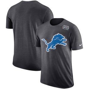 Stylish Chic Outstanding Sleek NFL Men's Detroit Lions Anthracite Crucial Catch Tri-Blend Performance T-Shirt