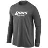 Stylish Comfortable Detroit Lions Authentic Font Long Sleeve T-Shirt Dark Grey