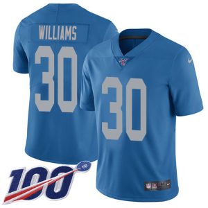 Stylish Cool Lions #30 Jamaal Williams Blue Throwback Men's Stitched NFL 100th Season Vapor Untouchable Limited Jersey