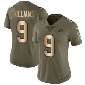 Stylish Dashing Lions #9 Jameson Williams Olive/Gold Women's Stitched NFL Limited 2017 Salute To Service Jersey