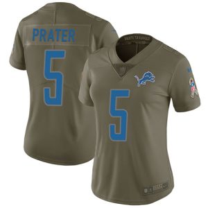 Stylish Elegant Comfortable Marvelous Lions #5 Matt Prater Olive Women's Stitched NFL Limited 2017 Salute to Service Jersey