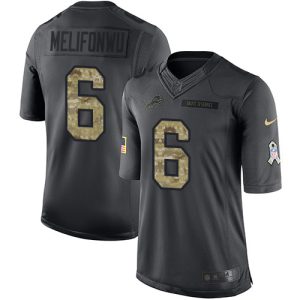Stylish Exquisite Lions #6 Ifeatu Melifonwu Black Men's Stitched NFL Limited 2016 Salute to Service Jersey