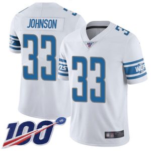Stylish Gorgeous Modern Lions #33 Kerryon Johnson White Men's Stitched NFL 100th Season Vapor Limited Jersey