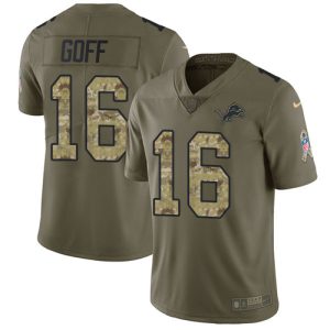 Stylish Sleek Detroit Lions #16 Jared Goff Olive/Camo Men's Stitched NFL Limited 2017 Salute To Service Jersey