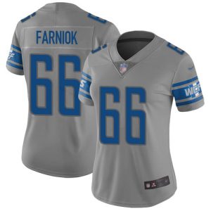 Stylish Sleek Lions #66 Matt Farniok Gray Women's Stitched NFL Limited Inverted Legend Jersey