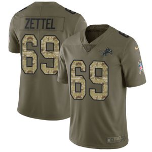 Stylish Sleek Stunning Lions #69 Anthony Zettel Olive/Camo Youth Stitched NFL Limited 2017 Salute to Service Jersey