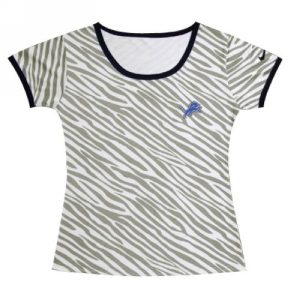 Superb Chic Handsome Luxurious Women's Detroit Lions Chest Embroidered Logo Zebra Stripes T-Shirt