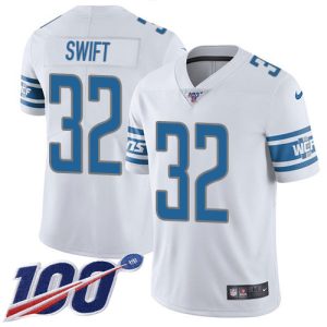 Superb Comfortable Gorgeous Lions #32 D'Andre Swift White Youth Stitched NFL 100th Season Vapor Untouchable Limited Jersey