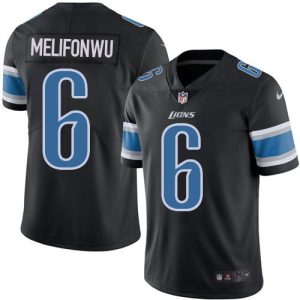 Superb Exclusive Premium Lions #6 Ifeatu Melifonwu Black Youth Stitched NFL Limited Rush Jersey