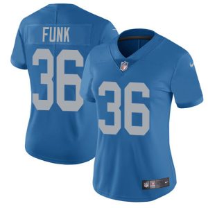 Superb Eye - catching Marvelous Dashing Lions #36 Jake Funk Blue Throwback Women's Stitched NFL Vapor Untouchable Limited Jersey
