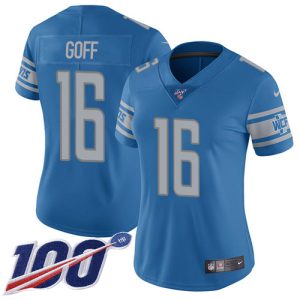 Superb Fabulous Unique Handsome Lions #16 Jared Goff Blue Team Color Women's Stitched NFL 100th Season Vapor Untouchable Limited Jersey
