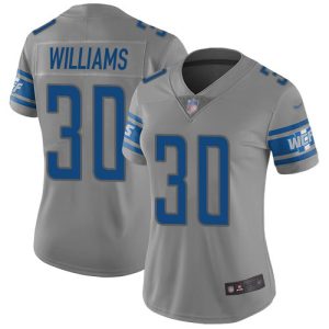 Superb Graceful Premium Gorgeous Lions #30 Jamaal Williams Gray Women's Stitched NFL Limited Inverted Legend Jersey
