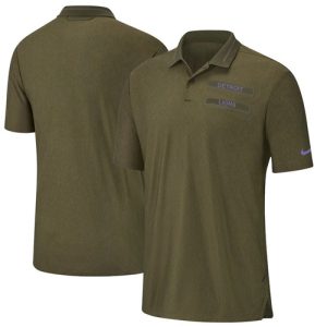 Superb High Quality Detroit Lions Salute to Service Sideline Polo Olive