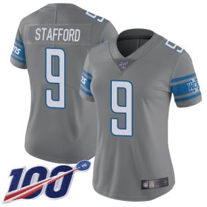 Superb High Quality Lions #9 Matthew Stafford Gray Women's Stitched NFL Limited Rush 100th Season Jersey