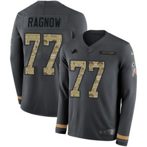 Superb High Quality Stunning Alluring Lions #77 Frank Ragnow Anthracite Salute to Service Youth Stitched NFL Limited Therma Long Sleeve Jersey