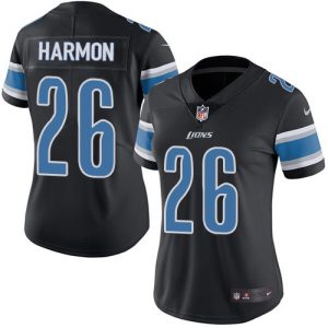 Superb Impressive Unique Alluring Lions #26 Duron Harmon Black Women's Stitched NFL Limited Rush Jersey