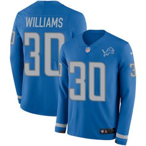 Trendy Dashing Cool Modern Lions #30 Jamaal Williams Blue Team Color Men's Stitched NFL Limited Therma Long Sleeve Jersey