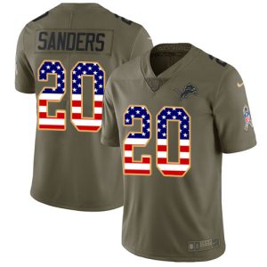 Trendy Fabulous Premium Lions #20 Barry Sanders Olive/USA Flag Men's Stitched NFL Limited 2017 Salute To Service Jersey