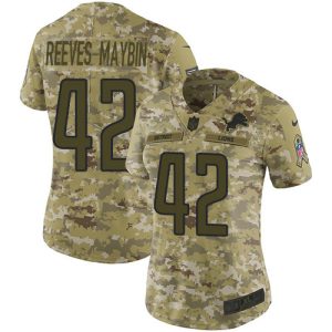 Trendy Fantastic Comfortable Graceful Lions #42 Jalen Reeves-Maybin Camo Women's Stitched NFL Limited 2018 Salute To Service Jersey