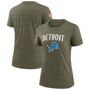 Trendy Fantastic Impressive Sleek Detroit Lions Women's 2022 Salute To Service Legend T-Shirt - Olive