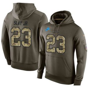 Trendy Gorgeous Attractive NFL Men's Detroit Lions #23 Darius Slay Jr Stitched Green Olive Salute To Service KO Performance Hoodie