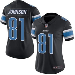 Trendy Handsome Lions #81 Calvin Johnson Black Women's Stitched NFL Limited Rush Jersey