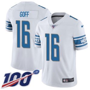 Trendy Handsome Sleek Lions #16 Jared Goff White Men's Stitched NFL 100th Season Vapor Untouchable Limited Jersey