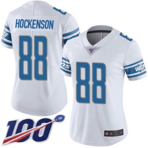 Trendy Marvelous Lions #88 T.J. Hockenson White Women's Stitched NFL 100th Season Vapor Limited Jersey